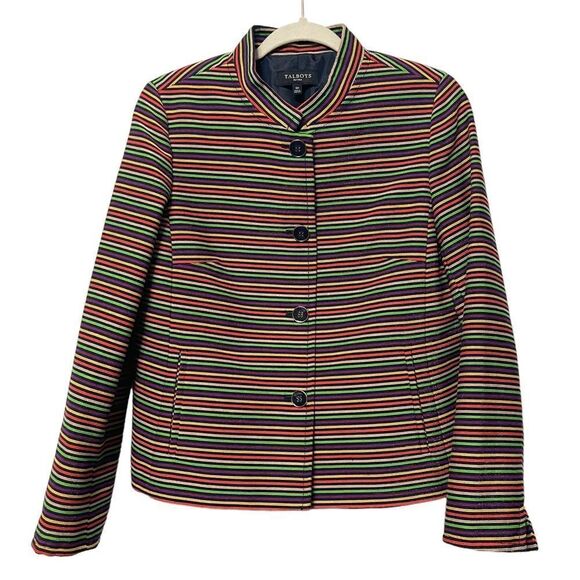 TALBOTS Rainbow Striped Blazer Jacket 12 Petite - Picture 7 of 7